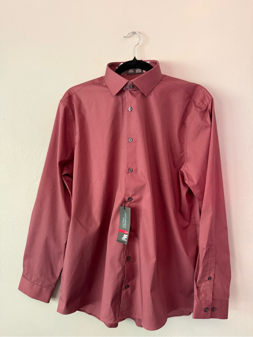 jf j.ferrar Men's Long-Sleeve Dress Shirt in Burgundy